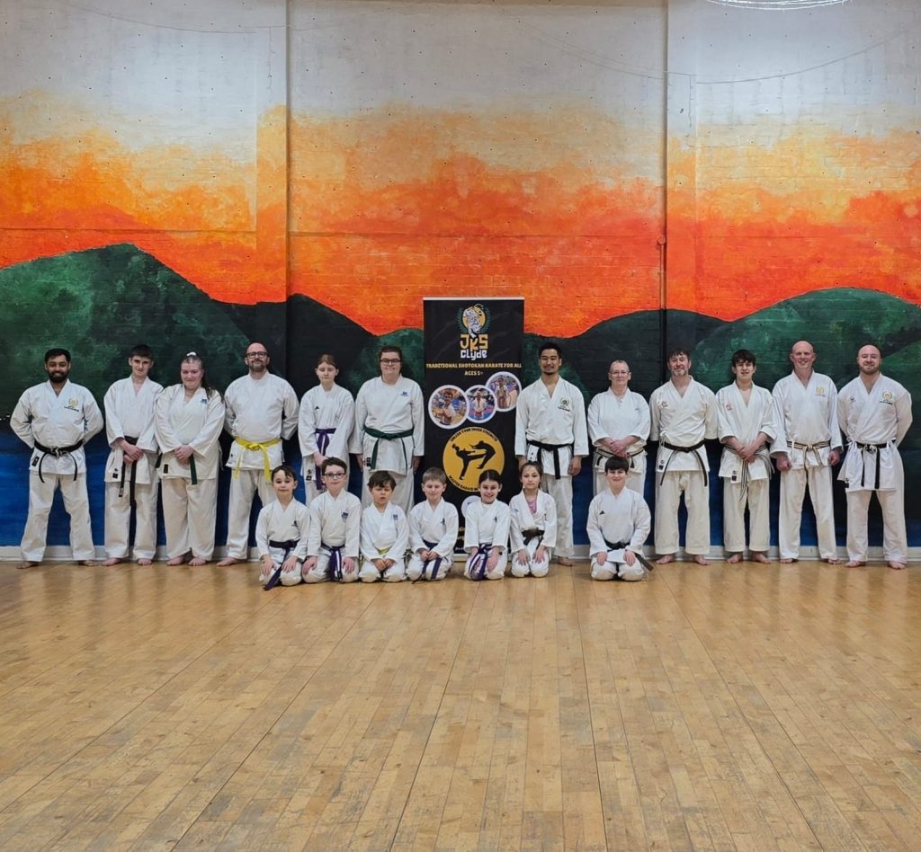 Arimoto Sensei from JKS Japan delivering karate instruction to JKS Clyde students in Scotland.